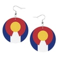 thumbnail image 6 of Leather Dangle Round Earrings For Women Colorado Flag Circle Earrings Drop Jewelry, 6 of 6