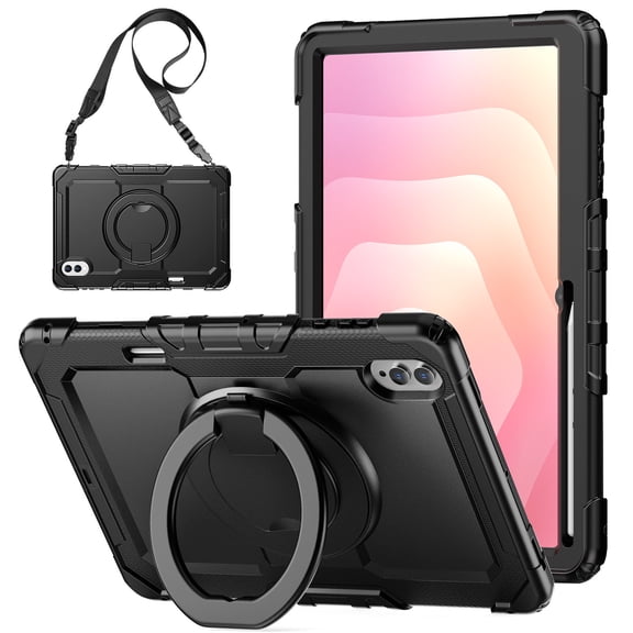 for Samsung Galaxy Tab S11 Ultra Case 14.6 inch, 360 Rotating Shockproof Cover with Stand, Handle, Shoulder Strap (SM-X930/X936B), Black