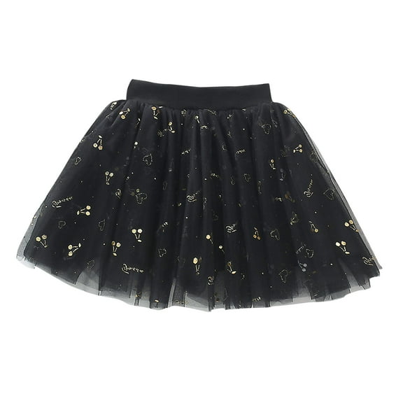 ZACPNCV Girls Tutu Skirt Rainbow Toddler Ballet Dance Skirt Sparkle Princess Skirt Birthday Party Gifts Black 4-5 Years