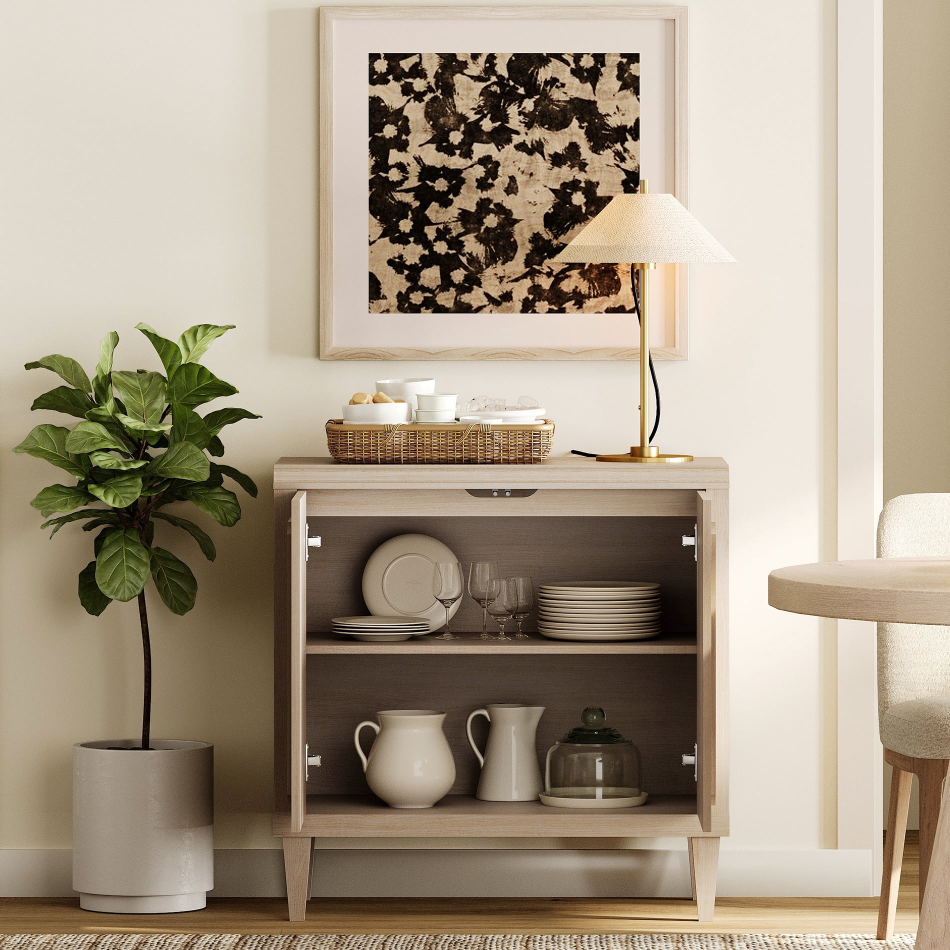 63" Modern TV Stand with Storage up to 75 Inch TVs, Entertainment Center for Living Room, Light Oak