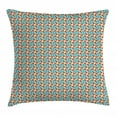 thumbnail image 1 of Orange Blue Throw Pillow Cushion Cover, Geometric Themed Pattern with Rounded Triangles and Squares Artsy, Decorative Square Accent Pillow Case, 24" X 24", Eggshell and Multicolor, by Ambesonne, 1 of 2