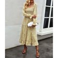 thumbnail image 4 of Vestido Con Hombros Descubiertos, Hombros Descubiertos Una Línea Vestido Midi Fluido Estampado Floral Escote Cuadrado Dividido Para Cita Para Mujer ANGGREK GI1711, 4 of 8