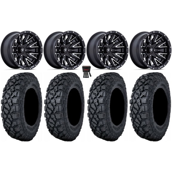 MSA Creed 14" Wheels Machined 28" Klever X/T Tires Yamaha Viking Wolverine YXZ1000R CFMoto ZForce 950 UForce 1000