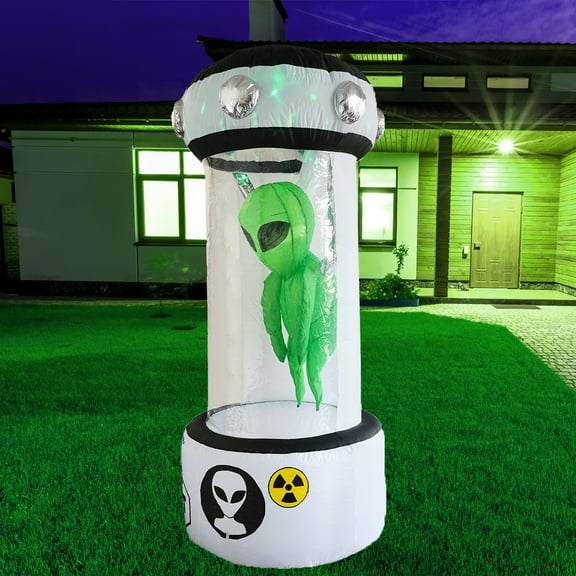 KINQUINN 7.2 FT Halloween Inflatable Outdoor Decoration Blow Ups Inflatable UFO Alien experimental capsule cabinet Halloween Decor for Halloween Decorations Outside Halloween Party Decorations
