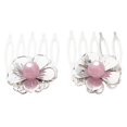 thumbnail image 3 of 2 Pinzas para El Cabello Soledad deslizantes de Flor China Rosado, 3 of 10