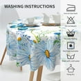 thumbnail image 2 of Blue Butterfly Daisy Round Tablecloth 60 Inch Washable Reusable Decoration Table Cover for Kitchen Party, 2 of 5