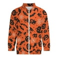 thumbnail image 3 of Lightweight Jacket for Men - Halloween Pumpkins Spider Web Cuteness Casual Zip Up Bomber Jacket Men Spring Fall Windbreaker Coat with Pocket, 3 of 6