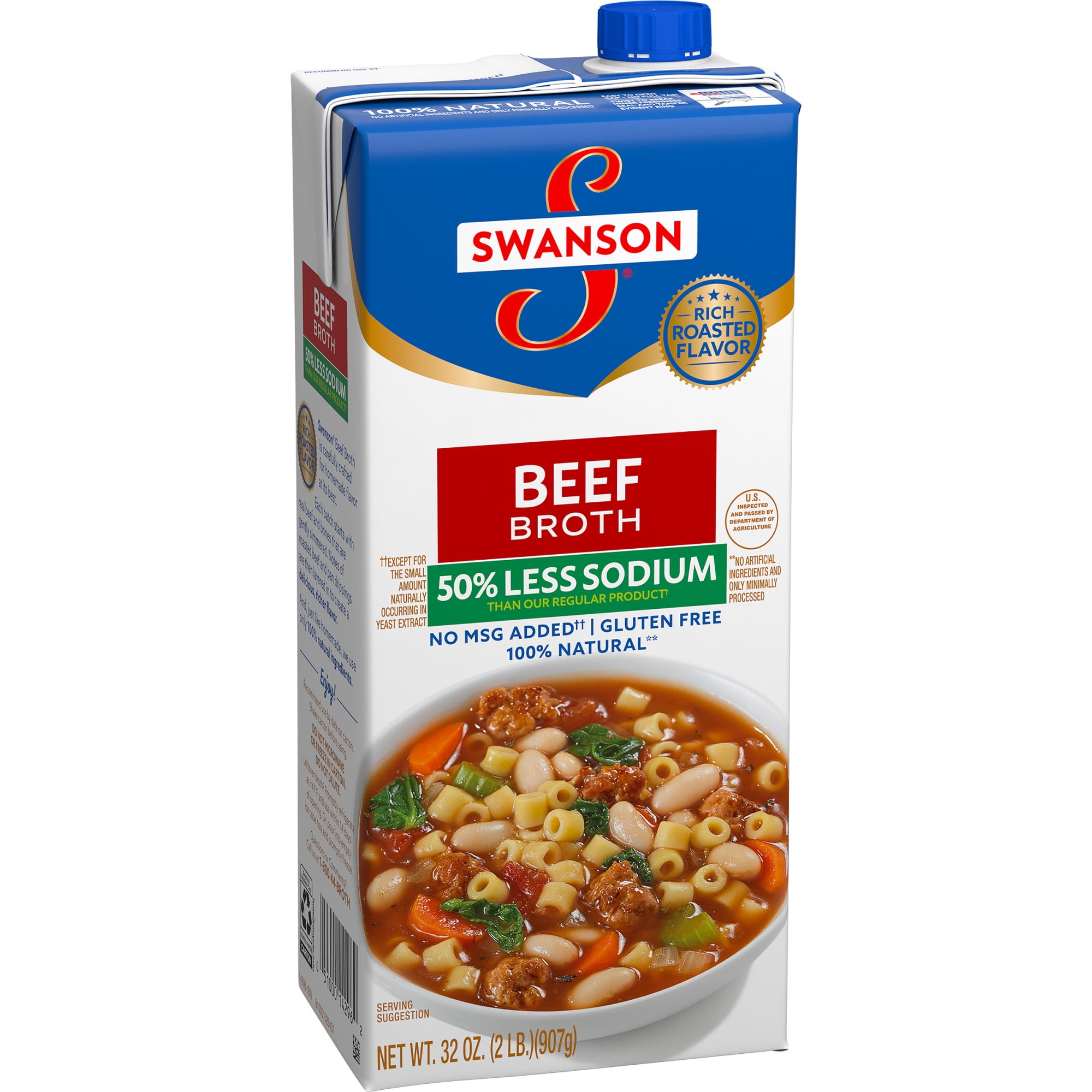 Swanson 50% Less Sodium Beef Broth, 32 oz