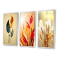 thumbnail image 3 of Designart "Retro Boho Feathers Blue and Amber Orange" Feathers Framed Wall Art Set Of 3 - Blue Modern Frame Gallery Set For Office Decor, 3 of 6