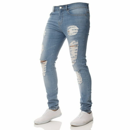 - Newest Fashion Men´s Skinny Ripped Destroyed Distressed Jeans Plain Stretch Tapered Leg Pants