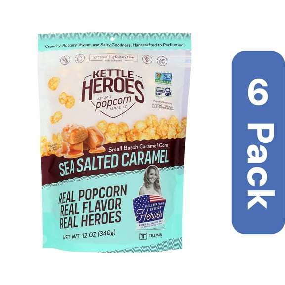 Kettle Heroes Kettle Corn Caramel Corn Sea Salt 12 oz (Pack Of 6)