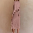 thumbnail image 4 of Lilgiuy Women's Solid Color Knitted Long Sleeve Split Fork Hip Lapel Dress Pink Fall Dresses for 2022 Spring Winter, 4 of 5