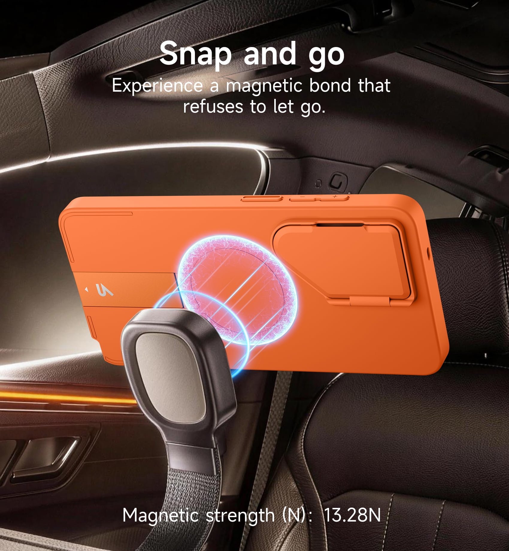 SURITCH for Samsung Galaxy S26 Ultra Phone Case, Magnetic Protective Cover with Camera Cover and Adjustable Metal Kickstand for Galaxy S26 Ultra, Orange