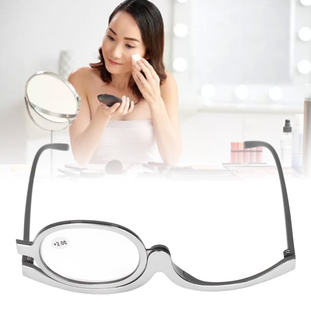 Makeup Reading Glasses, Flip Up, Rotating Single Lens, 180 Degree Rotation, Easy to Carry