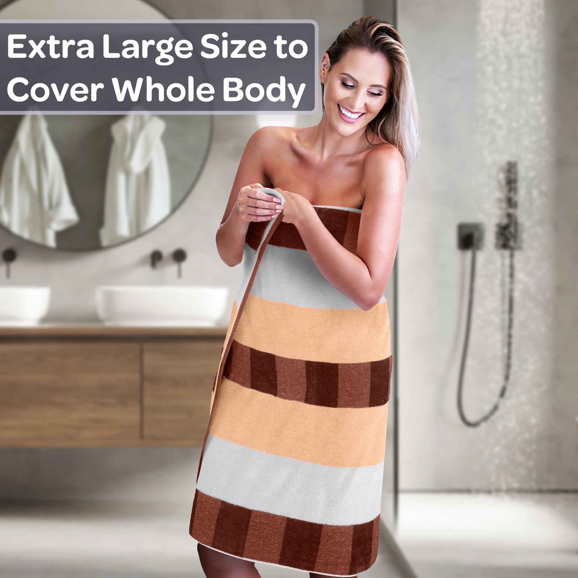Lavish Home 2PC Cotton Towel Set - 35x70in Extra Large Bath Towels (Taupe)