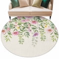 thumbnail image 6 of Colorful Flowers Round Rug 7ft Washable Circle Rugs Non Slip Spring Floral Leaves Botanical Country Beige Large Area Rug Indoor Floor Carpet for Bedroom Kitchen Living Room Home Office Dining Room, 6 of 8