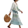 thumbnail image 3 of DISNIMO Womens Maxi Dresses Cat Fish Printed Casual Loose Dress V Neck Shift Dresses 3/4 Sleeve Dress Fashion Spring Outfits, XL, 3 of 6