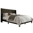 thumbnail image 4 of Home Design Medford Full Tufted Upholstered Panel Bed with Wingback Headboard and Button Tufting, Dark Brown, Easy Assembly, 4 of 5