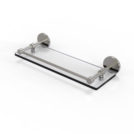 

16-in Tempered Glass Shelf with Gallery Rail in Satin Nickel