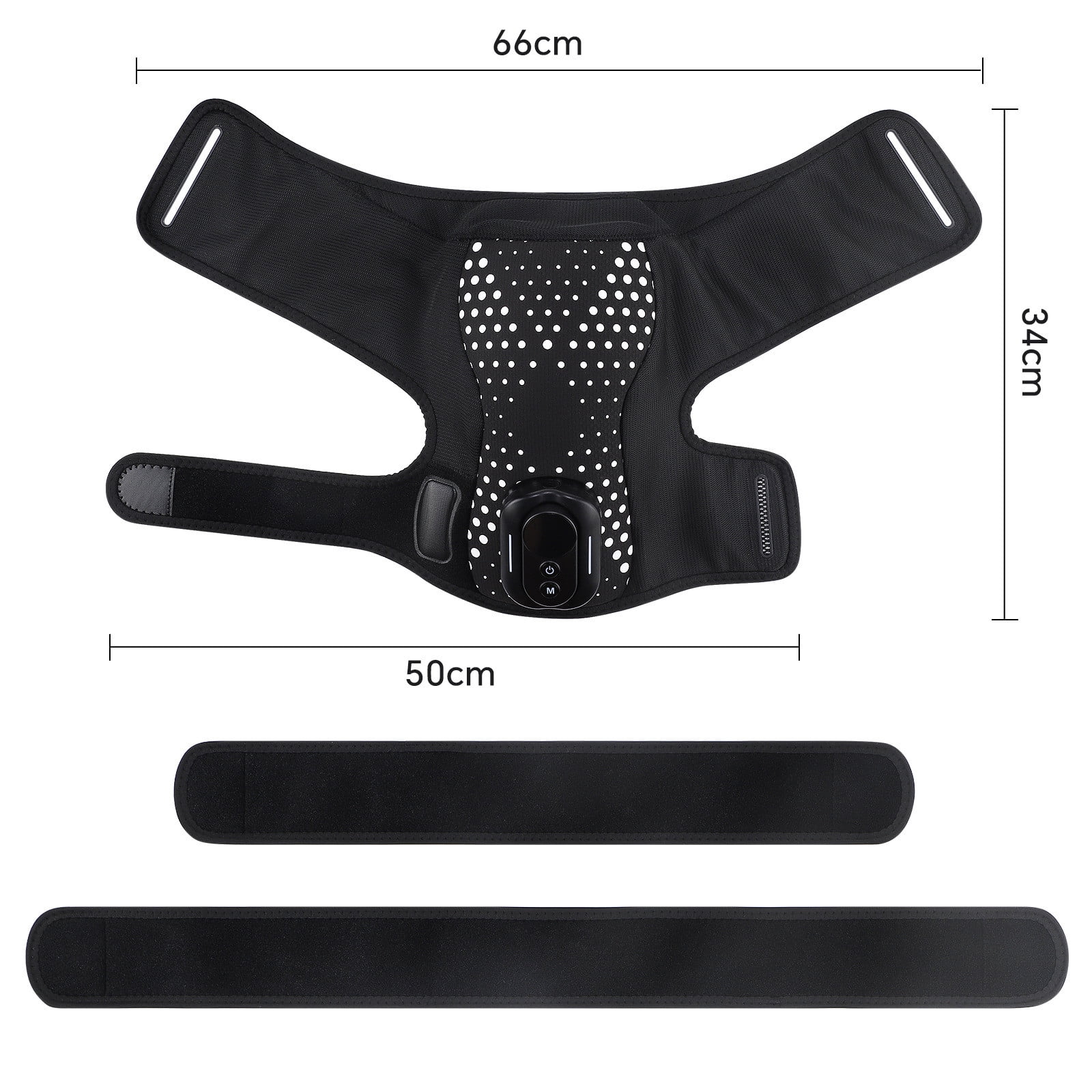DAMAI Shoulder Heating Pad with Massager, Portable Shoulder Brace with Magnetic Detachable Remote Control, 5000amh Battery Powered Detachable Controller Heated Massage with 5 Heats &Vibrations