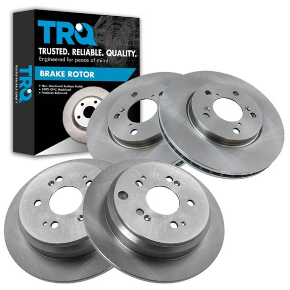 TRQ Front & Rear Brake Rotors Set Solid Fits Select 2005-2010 Honda Odyssey