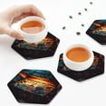 thumbnail image 6 of Bingfone Vintage Underwater Treasure Chest Leather Drinks Coasters with Set of 6,Suitable for Home Kitchen,Coffee Cup Coasters Home Gift, 6 of 7