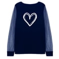 thumbnail image 7 of Valentines Shirts for Women Mesh Sequin Long Sleeve Love Heart Print Graphic T-Shirts Shiny Crewneck Pullover Tops (M, Navy), 7 of 7