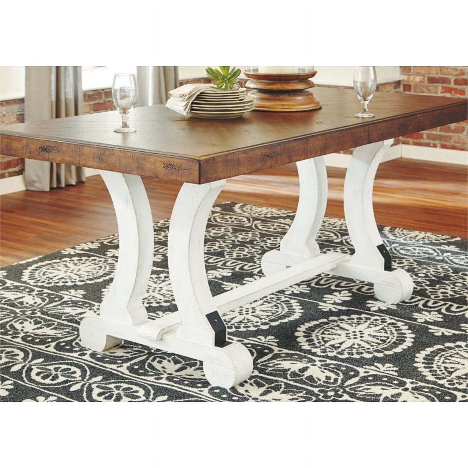 Signature Design by Ashley Valebeck Rectangular Dining Table in White and Brown