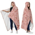 thumbnail image 2 of Wearable Blanket,Pink Butterfly Pattern Hooded Wearable Flannel Blanket for Adults & Teens,Winter Poncho Shawl Wrap Cape Cozy Anti-Pill,60"x80", 2 of 5