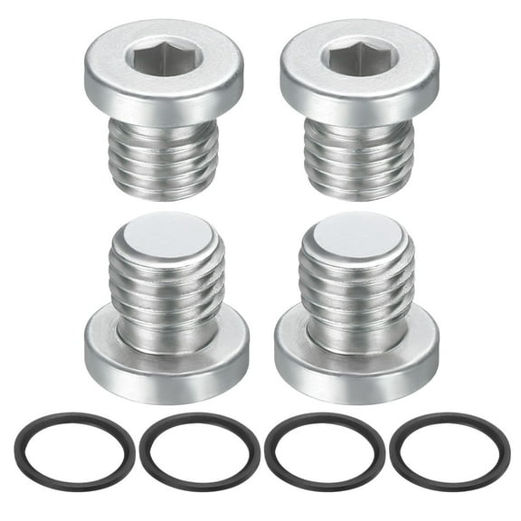 4 Pack SAE 5/16-24 UNF Inner Hex Head Pipe Fitting Plug, Universal Carbon Steel Thread Socket Plug with O-Ring for Terminate Pipe Ends or Replacement Drains