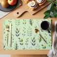 thumbnail image 2 of Green Leaves Placemats Set of 4 Summer Botanical Farmhouse Leaf Place Mats Indoor Wipeable Table Mats Washable Cloth Dining Table Placemats for Kitchen Holiday Party Home Decor 13x19 Inch, 2 of 9