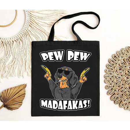 vintage Dachshund Banana Pew Pew Madafakas Funny Dog Gangster Men s Short Sleeve Tote Bag-TH24212