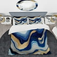 thumbnail image 2 of Designart "Flowing Vibrant Blue and Gold Art IV" Modern Bedding Covert Set - Abstract Transitional Blue Abstract Bed Set With 1 Sham, 2 of 6