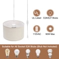 thumbnail image 3 of Uxcell Plug in Pendant Light, 15Ft Rope Cord Hanging Lamp Fixture for Bedroom Kitchen Living Room, Light Linen, 3 of 7
