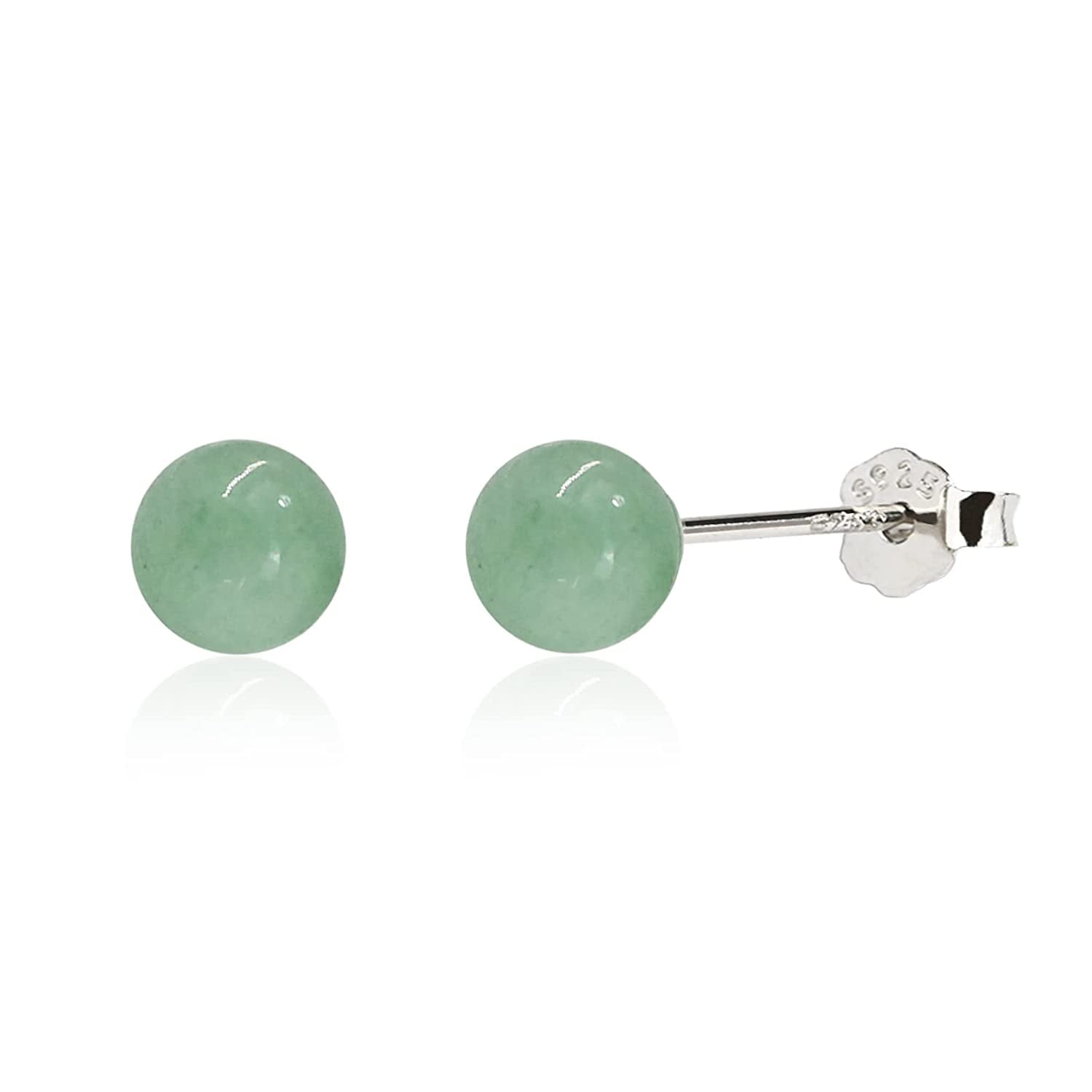 6mm Green Jade Earrings for Women 925 Sterling Silver Stud Earrings for Sensitive Ears Walmart