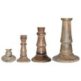 thumbnail image 7 of Handmade Mango Wood Eco-friendly Traditional Medium Burnt Set Of Four 6",9",12" & 15" Pillar Candle Holder, 7 of 7
