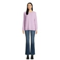thumbnail image 4 of Time and Tru Women's Hacci Knit Pullover with Long-Sleeves, Single and 2-Pack, Sizes XS - XXL, 4 of 6