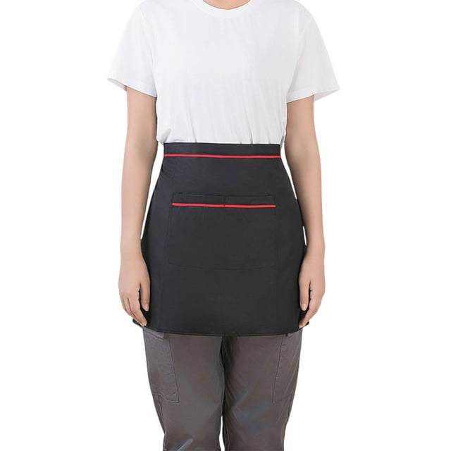 LCXmlly Deep Pocket Half Apron Waiter Half Apron Waterproof Oil Proof Large Pockets Adjustable Strap Kitchen Uniform