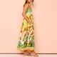 thumbnail image 4 of Vestido de verano europeo y americano, sin mangas, sin cuello, de cintura alta, estampado, pintado, con tirantes grandes Naranja L, 4 of 6