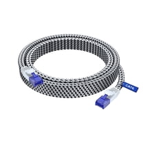 Cat 6 Ethernet Cable, 15 ft, Easy-Hide Flat Super-Durable White Braided Network LAN Internet Cable/Cord