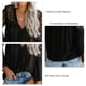 thumbnail image 3 of Camisa informal de ganchillo para mujer, cuello en V, mangas largas acampanadas, blusa holgada informal transpirable respetuosa con la piel para uso diario, 3 of 4