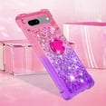 thumbnail image 6 of Clear Case for Google Pixel 7a with Kickstand for Girls Women, Liquid Glitter Sparkle Bling Cute Case Gradient Quicksand Cover for Google Pixel 7a JB Pink Mauve, 6 of 8