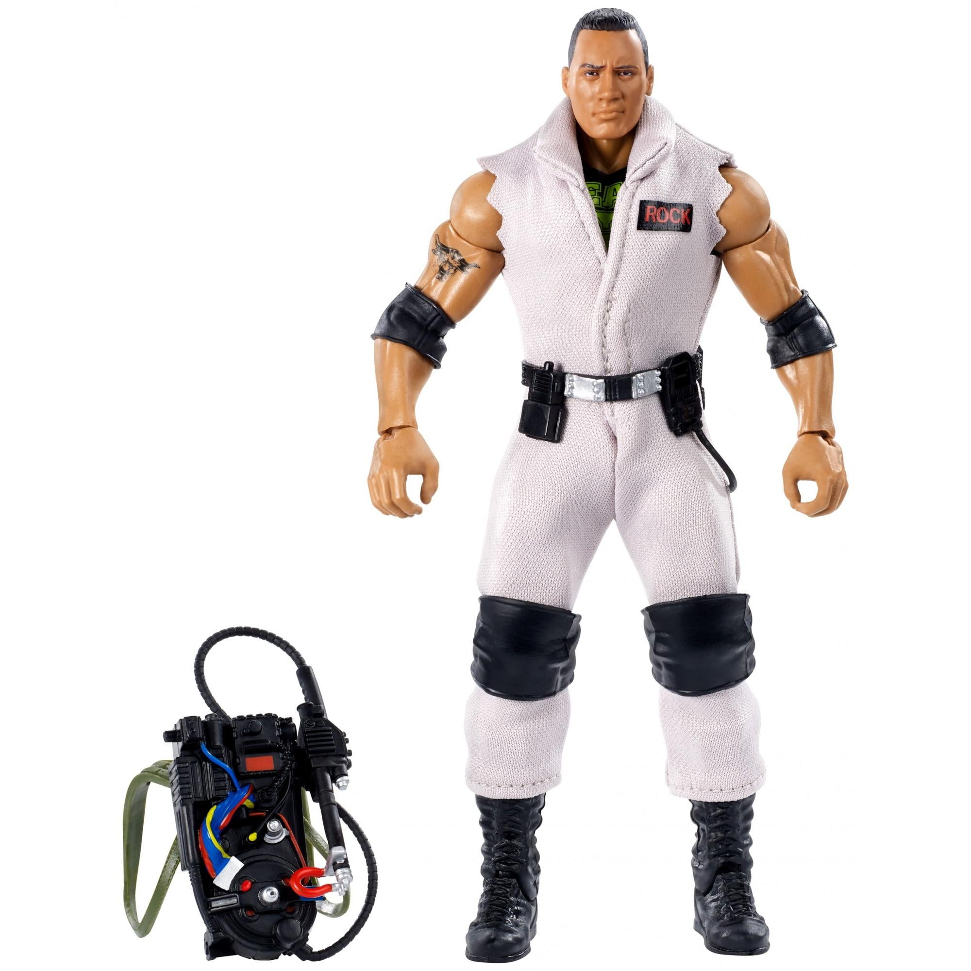 WWF WWE Elite Mattel lucha libre figura rara de la Roca Ghostbusters Nuevo dañado 