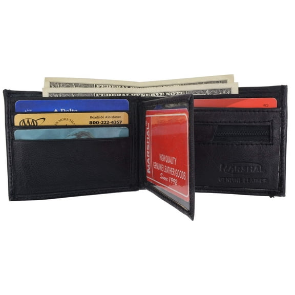 Soft Leather Mens Bifold Wallet ID Credit Card Holder 1652