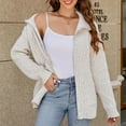 thumbnail image 5 of clear 50% off Usmixi Winter Womens Sweater Coat Knit Sweater Coat for Women Open Front Zipper Loose Stand Neck Sweater Cardigan Winter Long Sleeve Cozy Knitted Outerwear with Pocket Up to 65% off, 5 of 5