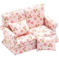thumbnail image 3 of Ksopiavobs Scale Mini House Wooden Furniture Sofa Pink Miniature Couch with Pillow Set Miniature House Living Room Furniture Accessory, 3 of 7