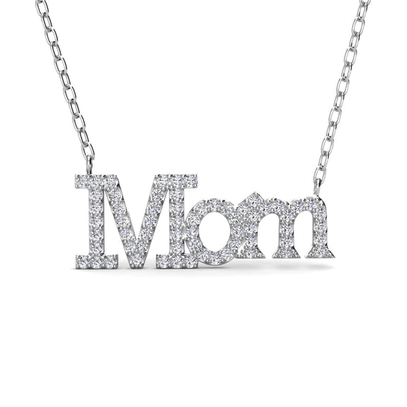Cate & Chloe Carrie 18k White Gold Plated Mom Pendant Necklace with Swarovski Crystals for Women