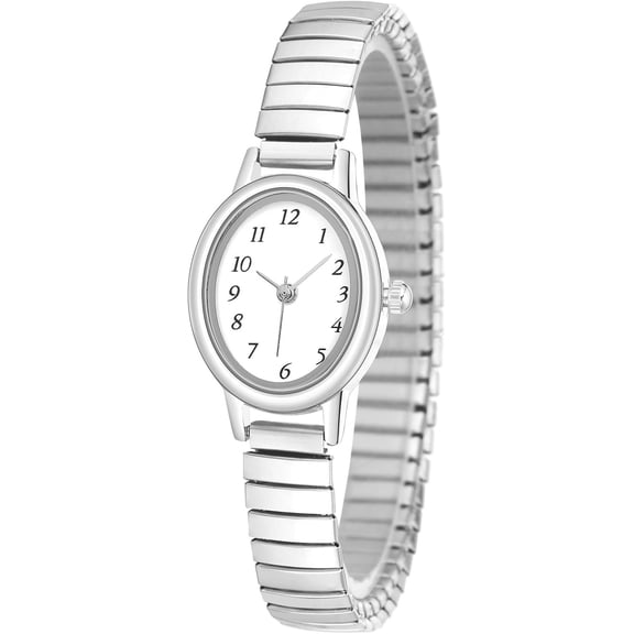 Easy Read Ladies Quartz Wrist Watch, Small Analog Watch for Women with Oval Case, Water Resistant