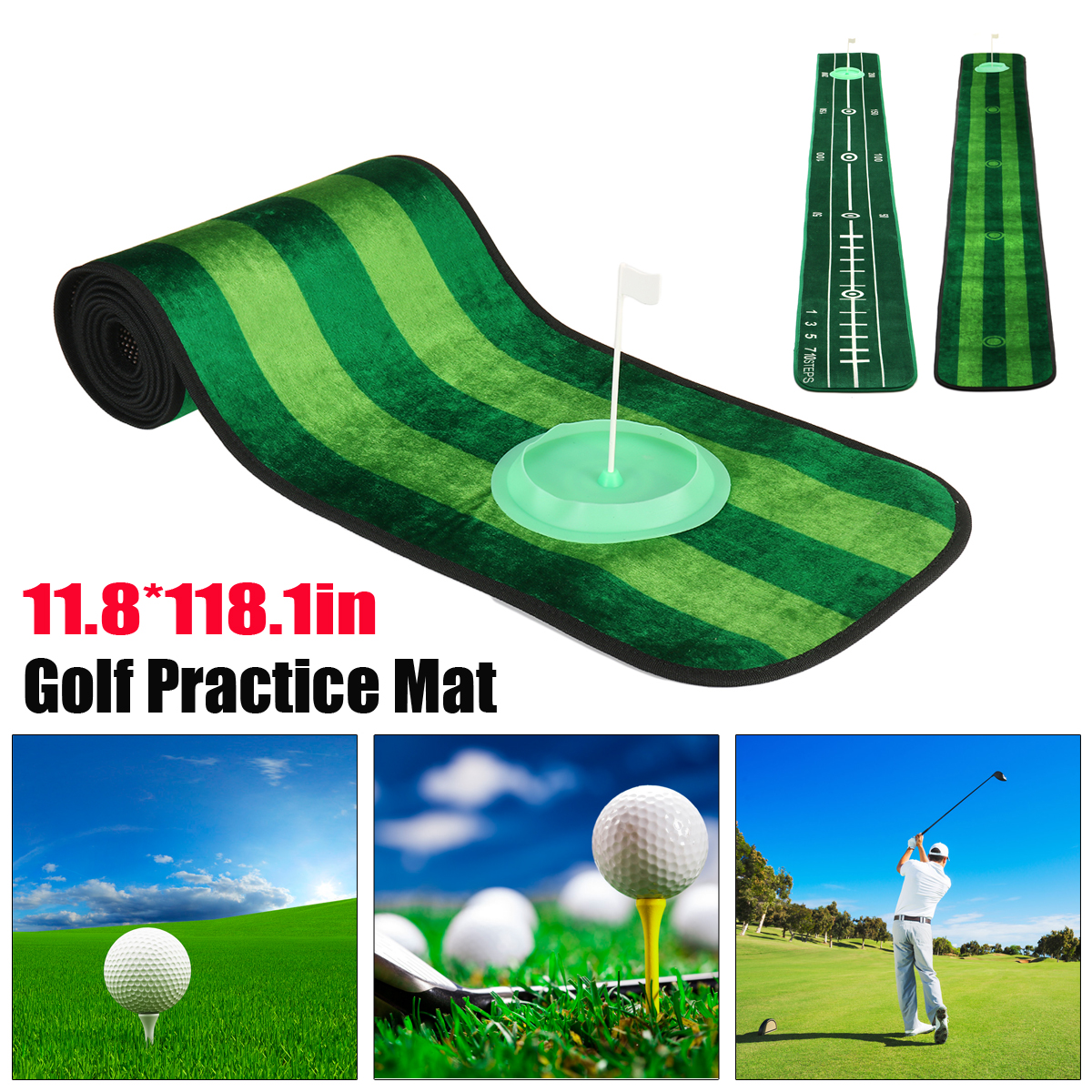 0.98*98ft Indoor Golf Practice Hitting Mat Golf PRACTICE Putting Mat