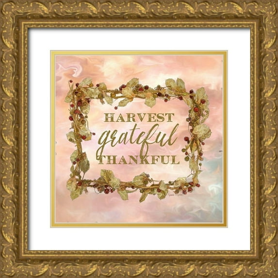 Murdock, Ramona 20x20 Gold Ornate Wood Framed with Double Matting Museum Art Print Titled - Harvest, Grateful, Thankful